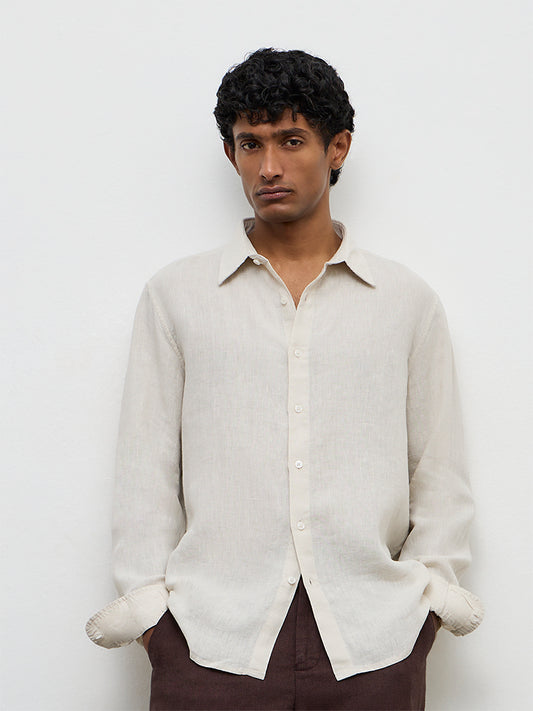 Ascot Beige Relaxed-Fit Linen Shirt