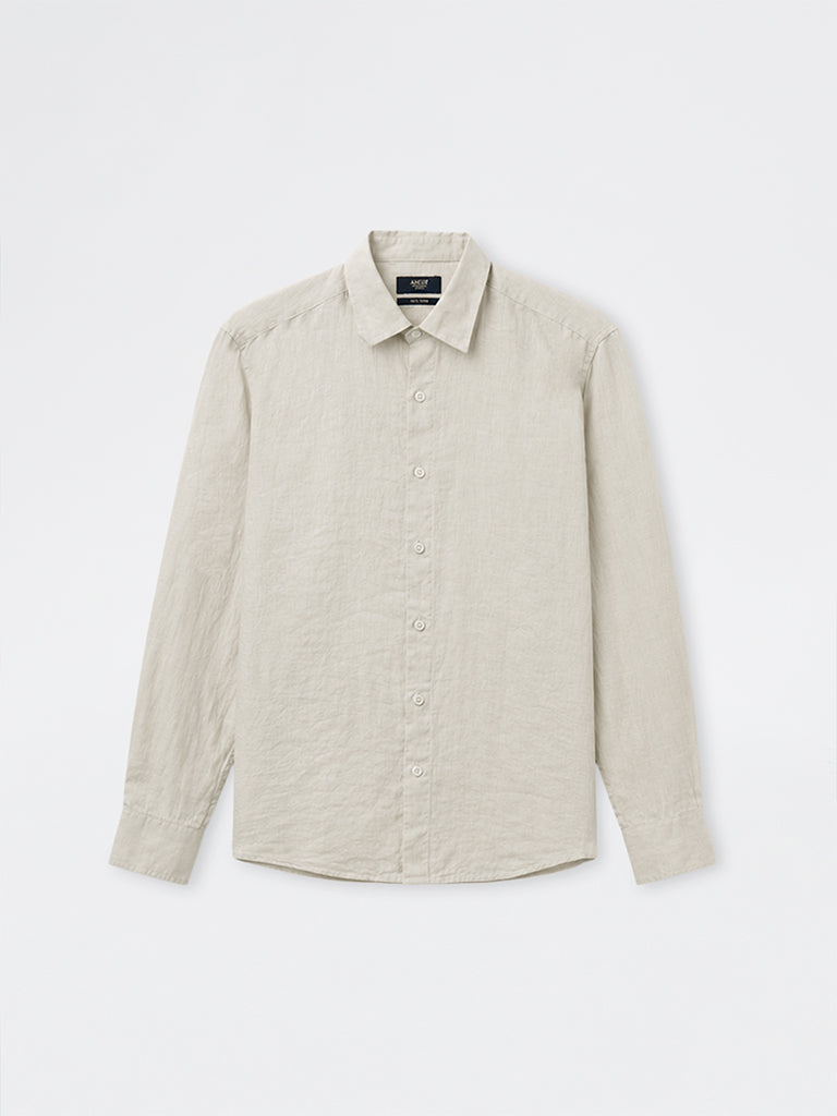 Ascot Beige Relaxed-Fit Linen Shirt