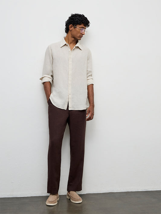 Ascot Beige Relaxed-Fit Linen Shirt