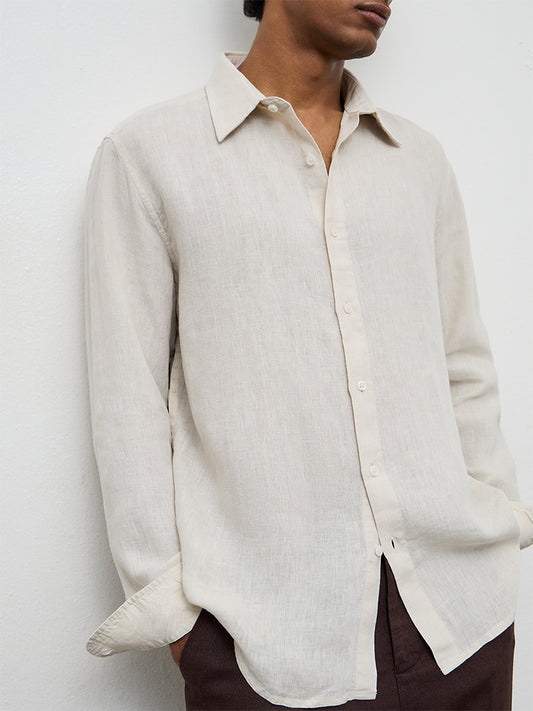 Ascot Beige Relaxed-Fit Linen Shirt