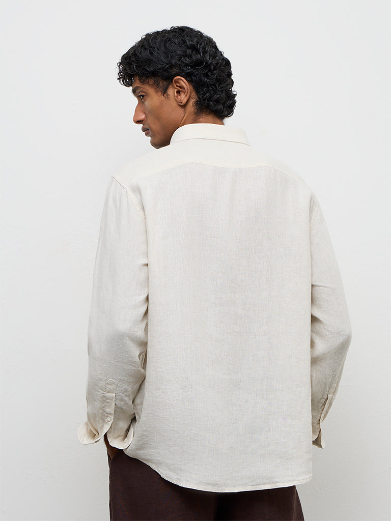 Ascot Beige Relaxed-Fit Linen Shirt
