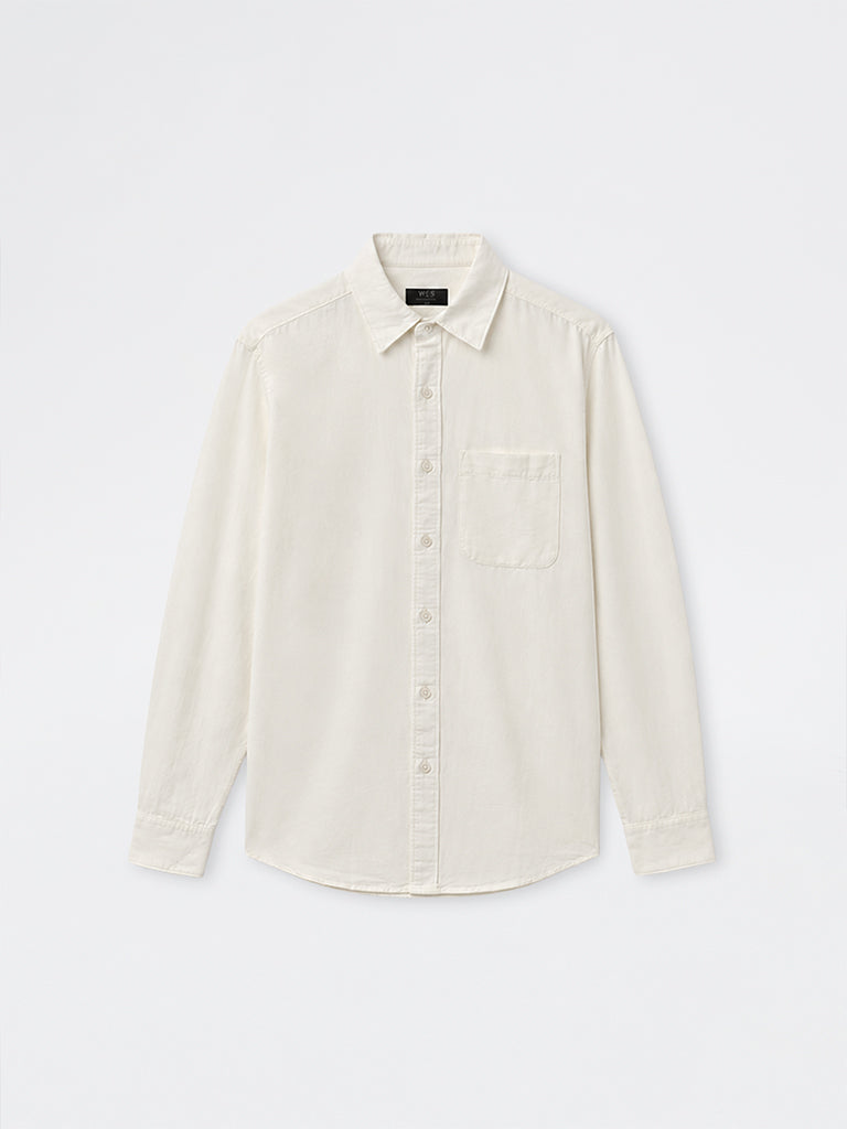 WES Casuals Light Yellow Relaxed-Fit Cotton-Blend Shirt