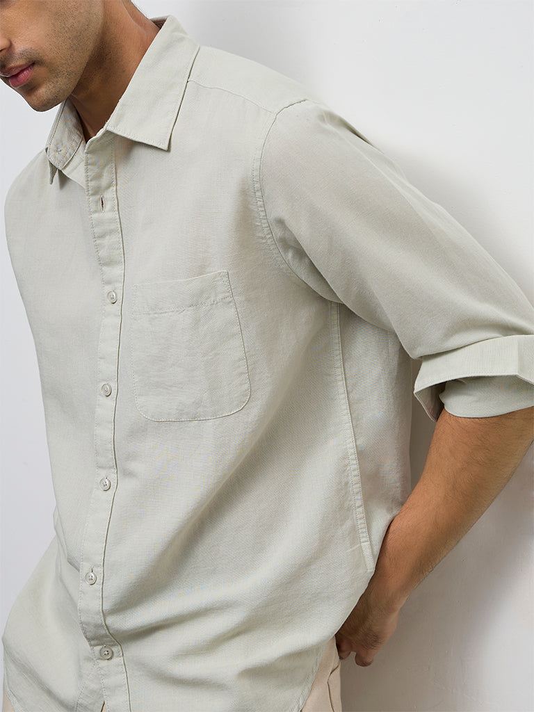WES Casuals Sage Relaxed-Fit Cotton-Blend Shirt
