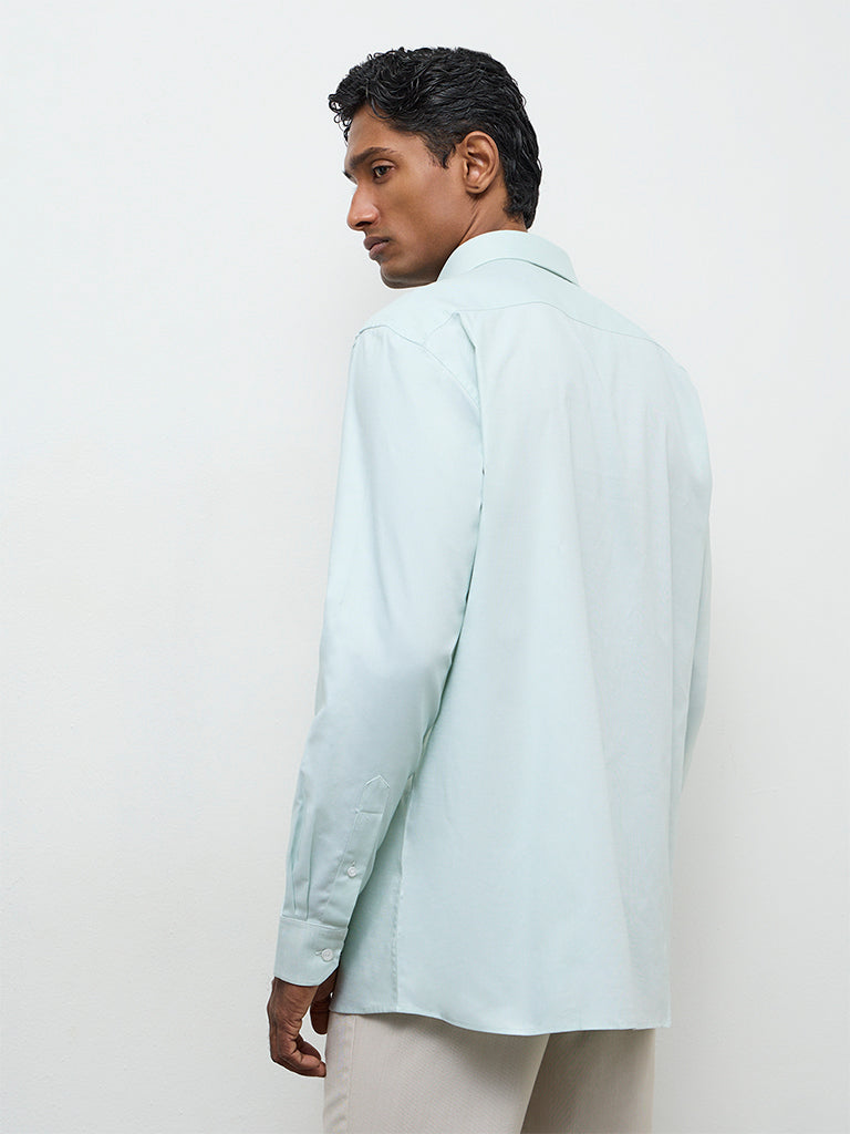 WES Formals Mint Slim-Fit Cotton Shirt