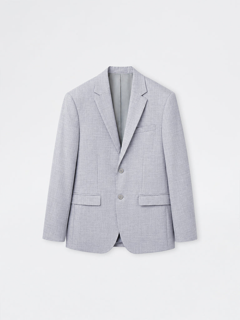 WES Formals Grey Melange Relaxed-Fit Blazer