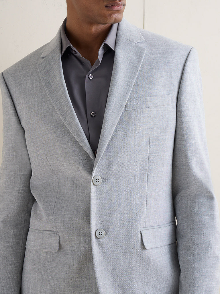 WES Formals Grey Melange Relaxed-Fit Blazer