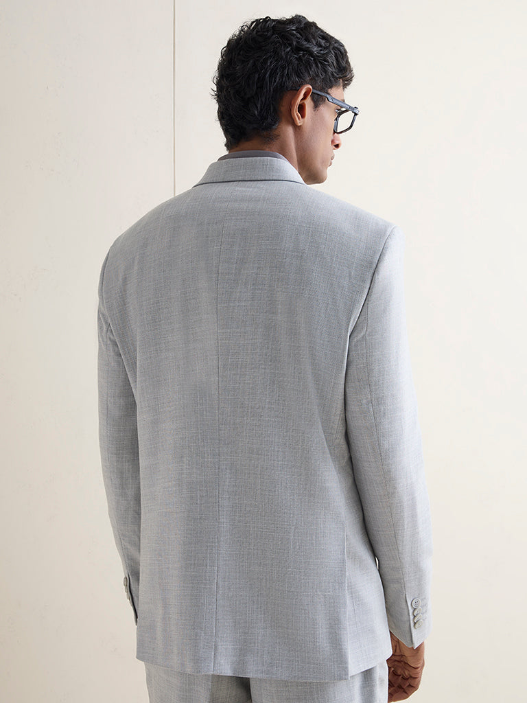 WES Formals Grey Melange Relaxed-Fit Blazer