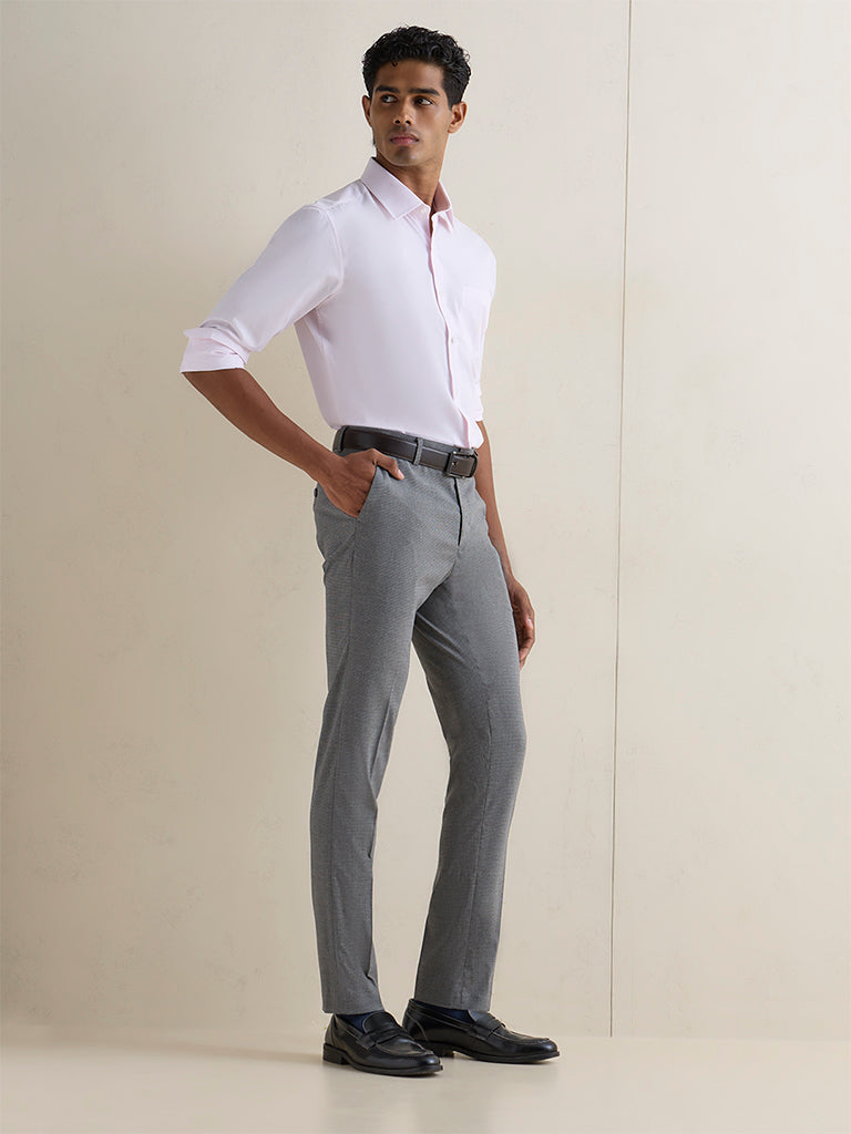 WES Formals Grey Ultra Slim-Fit Trousers