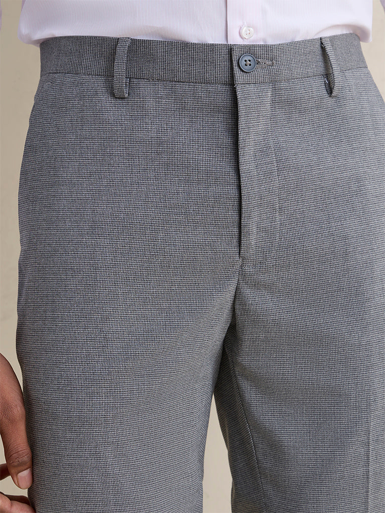 WES Formals Grey Ultra Slim-Fit Trousers