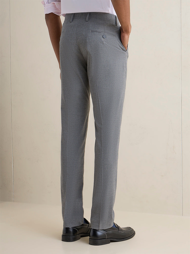 WES Formals Grey Ultra Slim-Fit Trousers