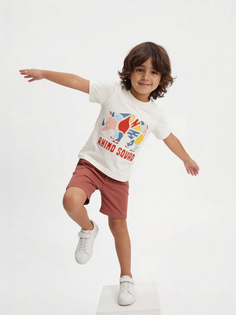 HOP Kids Boys Dusty Rose Mid-Rise Regular Fit Cotton-Blend Shorts