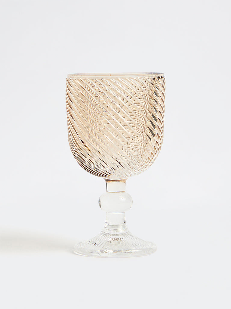 Westside Home Beige Ombre Ribbed Wine Glass
