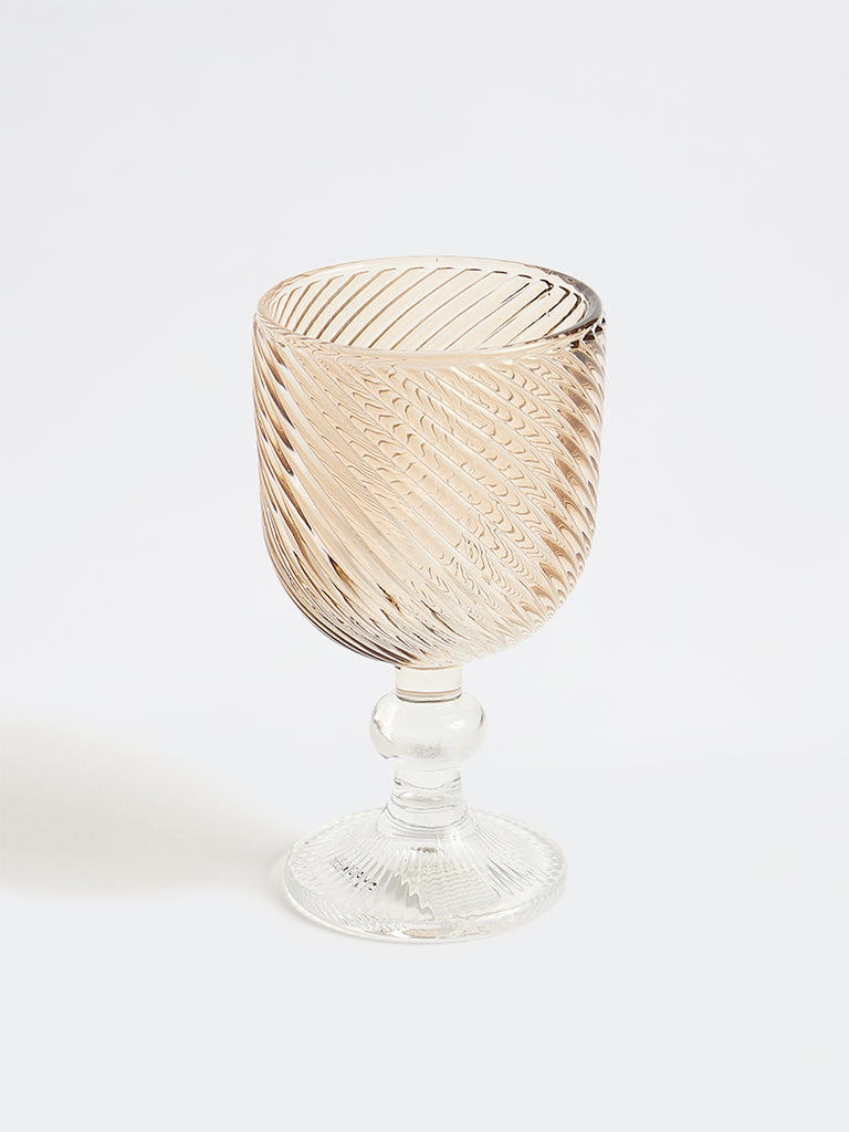 Westside Home Beige Ombre Ribbed Wine Glass