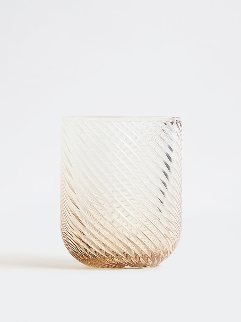 Westside Home Beige Ombre Ribbed Water Glass