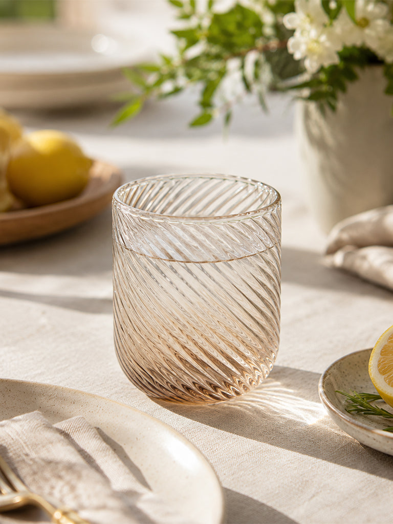 Westside Home Beige Ombre Ribbed Water Glass
