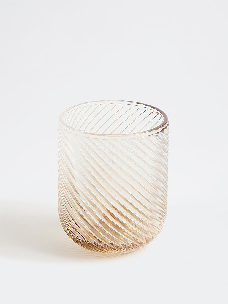 Westside Home Beige Ombre Ribbed Water Glass