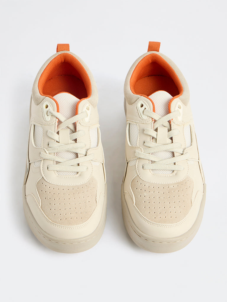 SOLEPLAY Off-White Perforated Lace-Up Sneakers