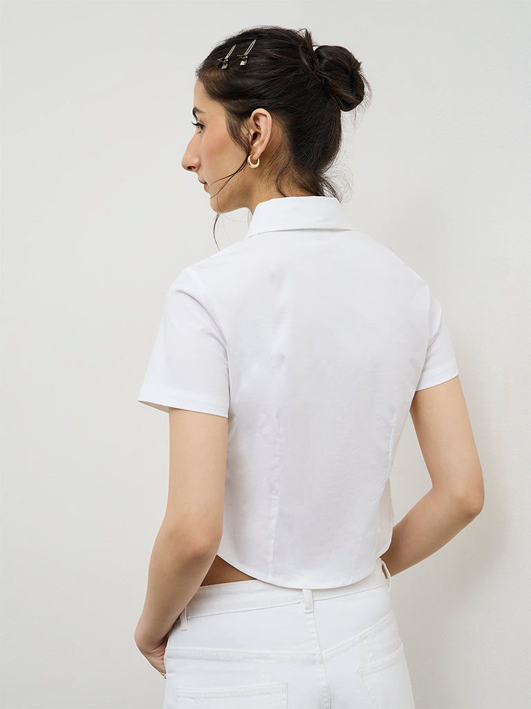Nuon Off-White Lace-Up Detailed Shirt