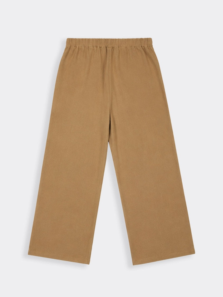 Nuon Khaki Solid High-Rise Linen Pants