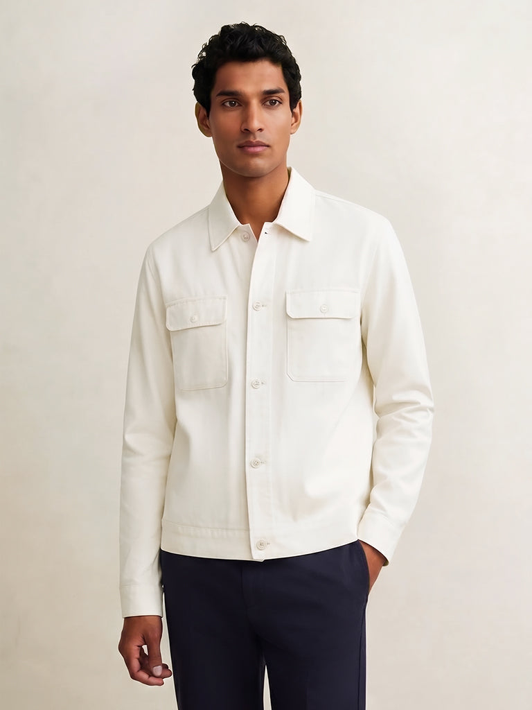 Ascot Off-White Relaxed-Fit Linen Jacket