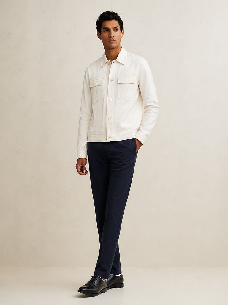 Ascot Off-White Relaxed-Fit Linen Jacket