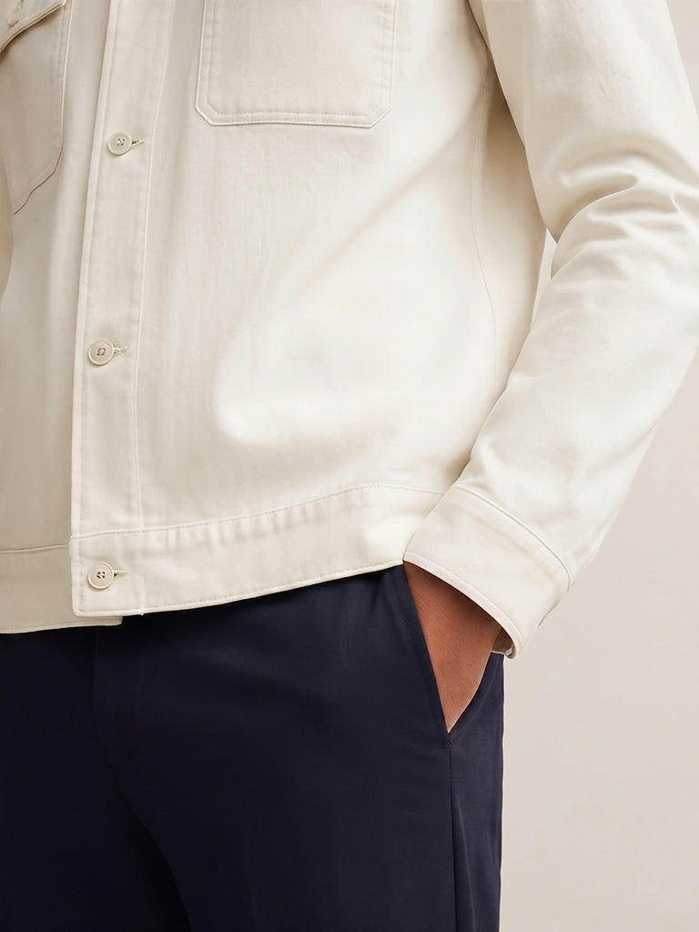 Ascot Off-White Relaxed-Fit Linen Jacket