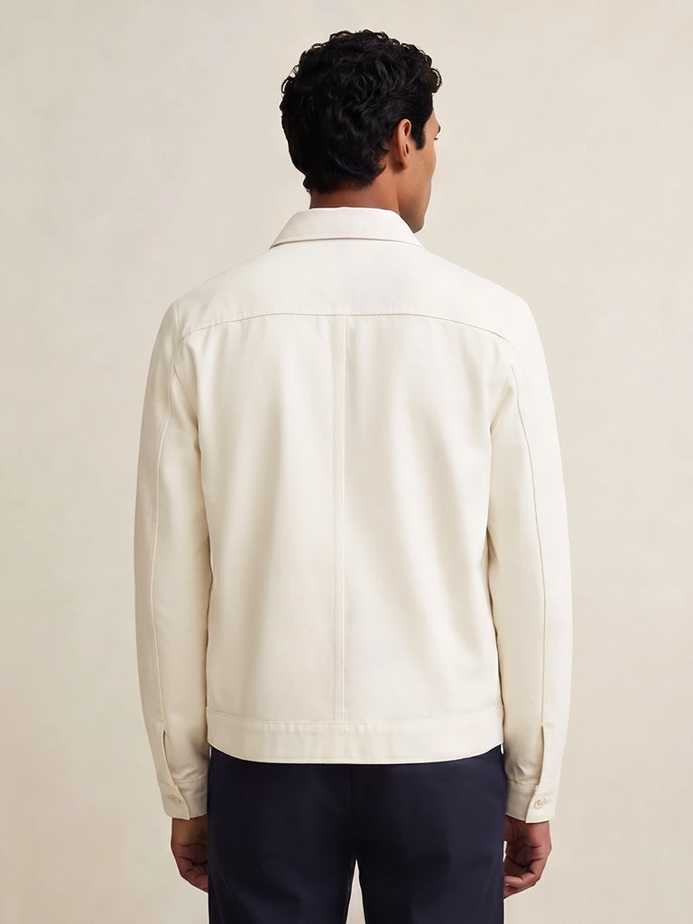 Ascot Off-White Relaxed-Fit Linen Jacket