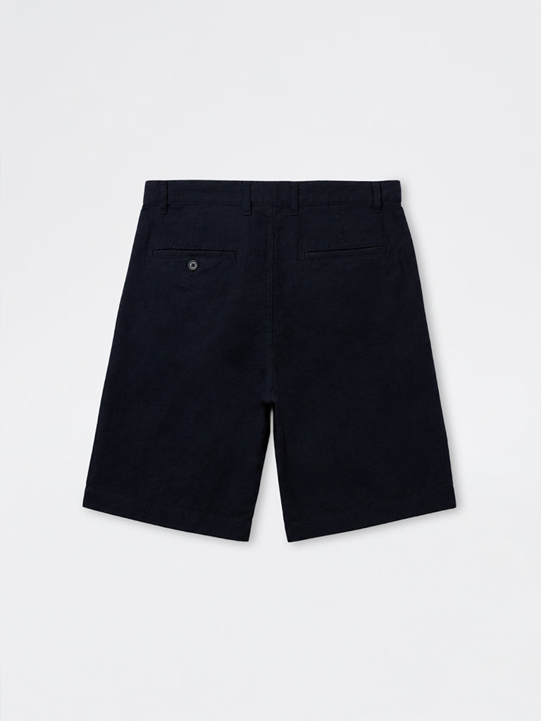 Ascot Navy Relaxed-Fit Mid-Rise Cotton-Blend Shorts