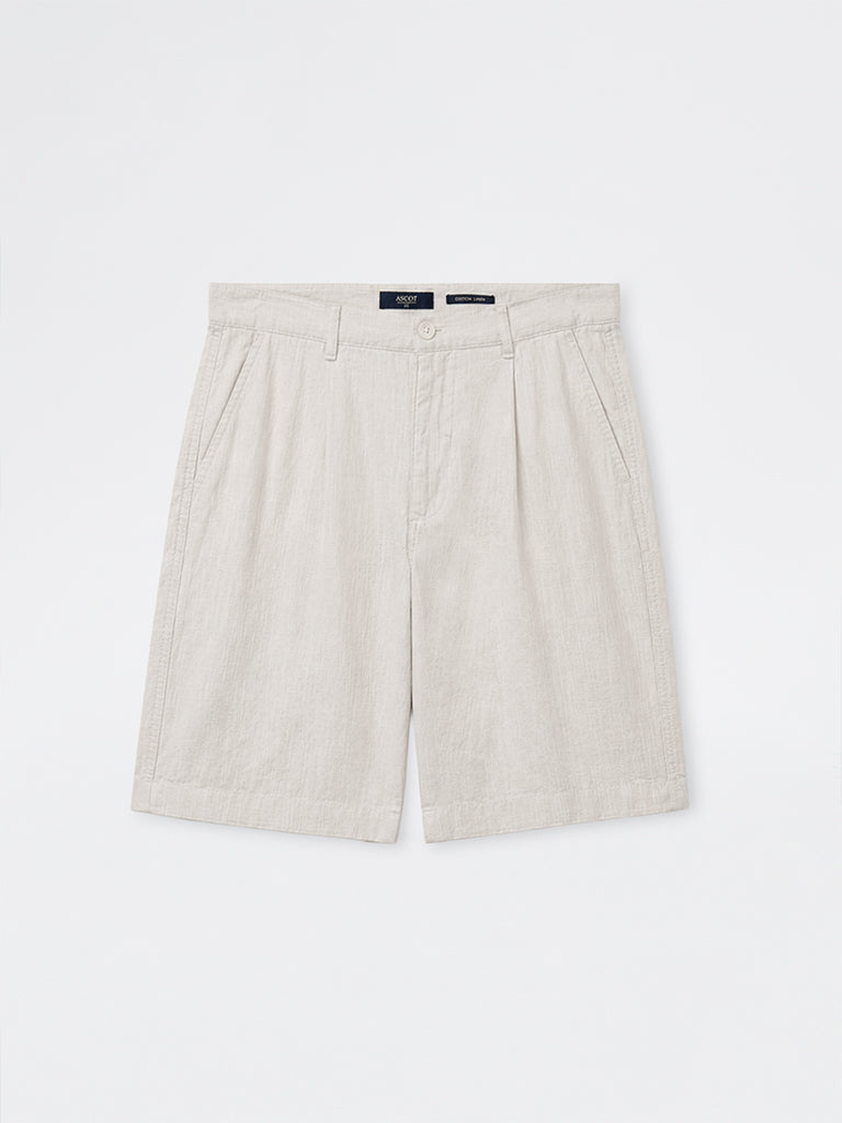 Ascot Off-White Relaxed-Fit Mid-Rise Cotton-Blend Shorts