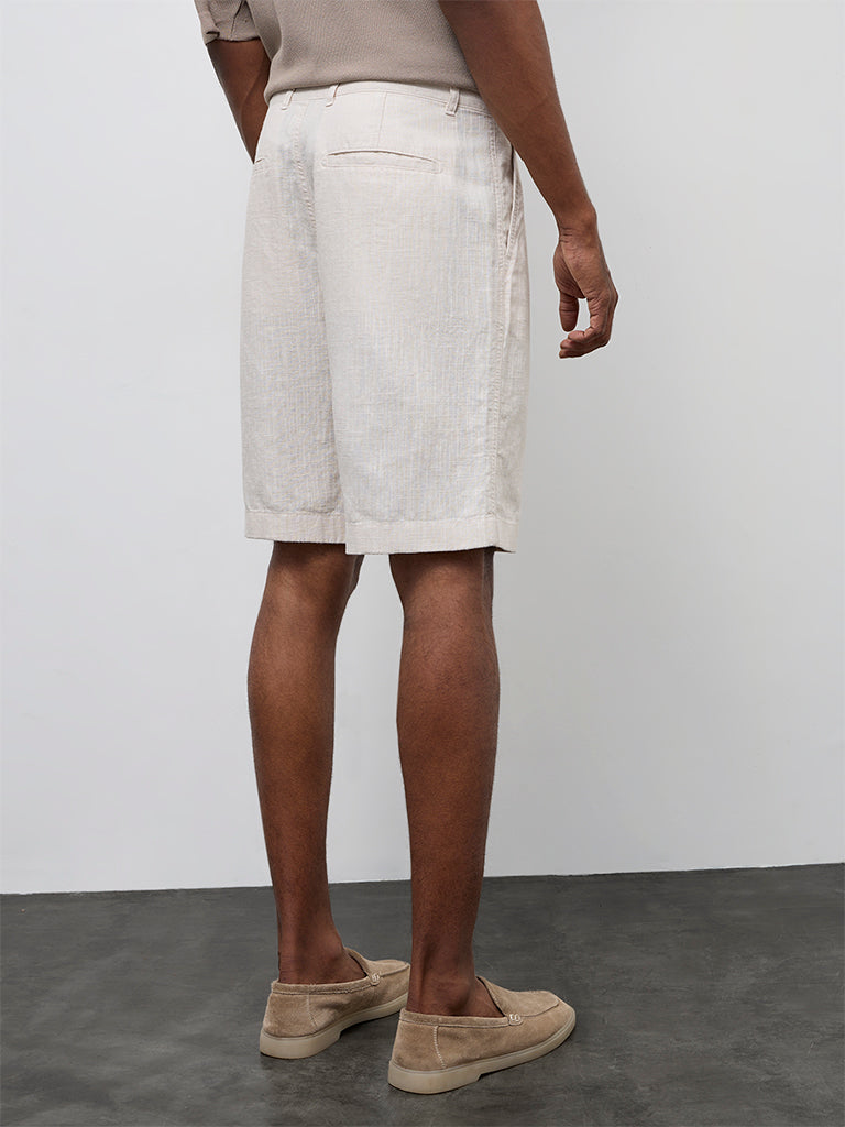 Ascot Off-White Relaxed-Fit Mid-Rise Cotton-Blend Shorts