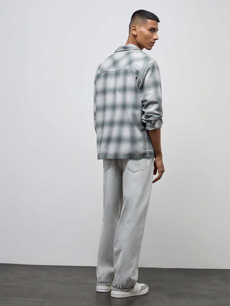 Nuon Grey Faded Mid-Rise Skater-Fit Jeans