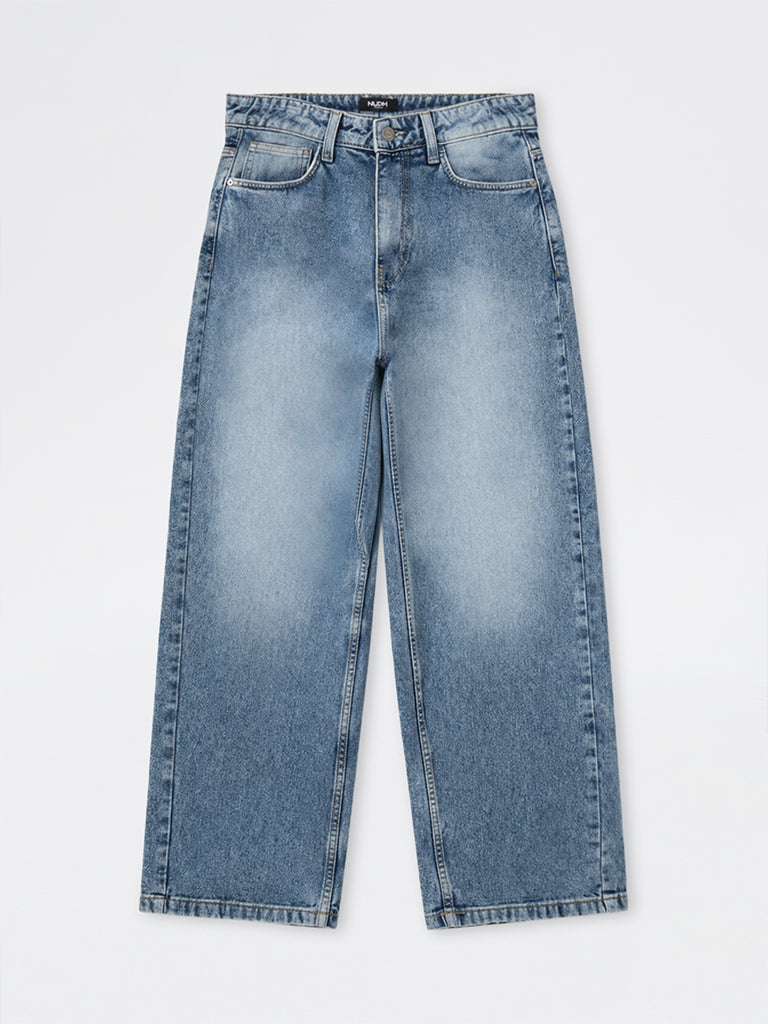 Nuon Light Blue Washed Relaxed-Fit Mid-Rise Jeans