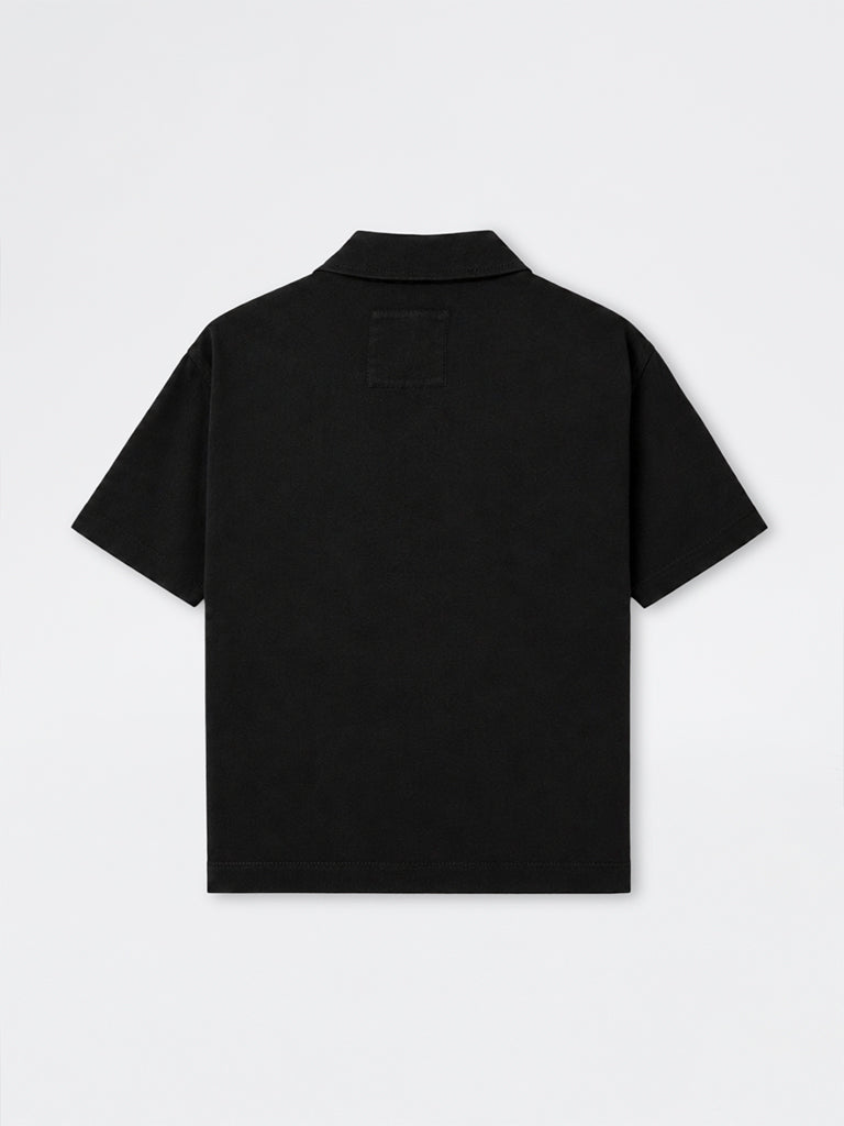 Nuon Black Embroidered Relaxed-Fit Cotton Shacket
