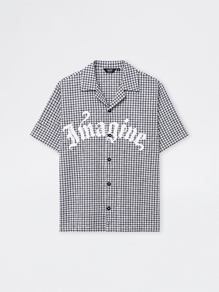 Nuon Black Checkered Relaxed-Fit Cotton-Blend Shirt