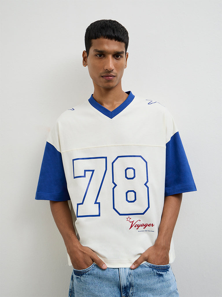 Nuon Off-White Numerical Printed Oversized-Fit Cotton T-Shirt