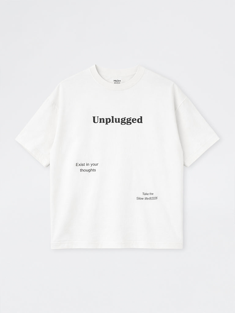 Nuon Off-White Text Printed Relaxed-Fit Cotton T-Shirt