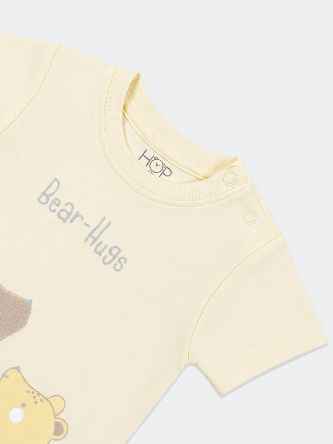 HOP Baby Boys Light Yellow Printed Cotton T-Shirt
