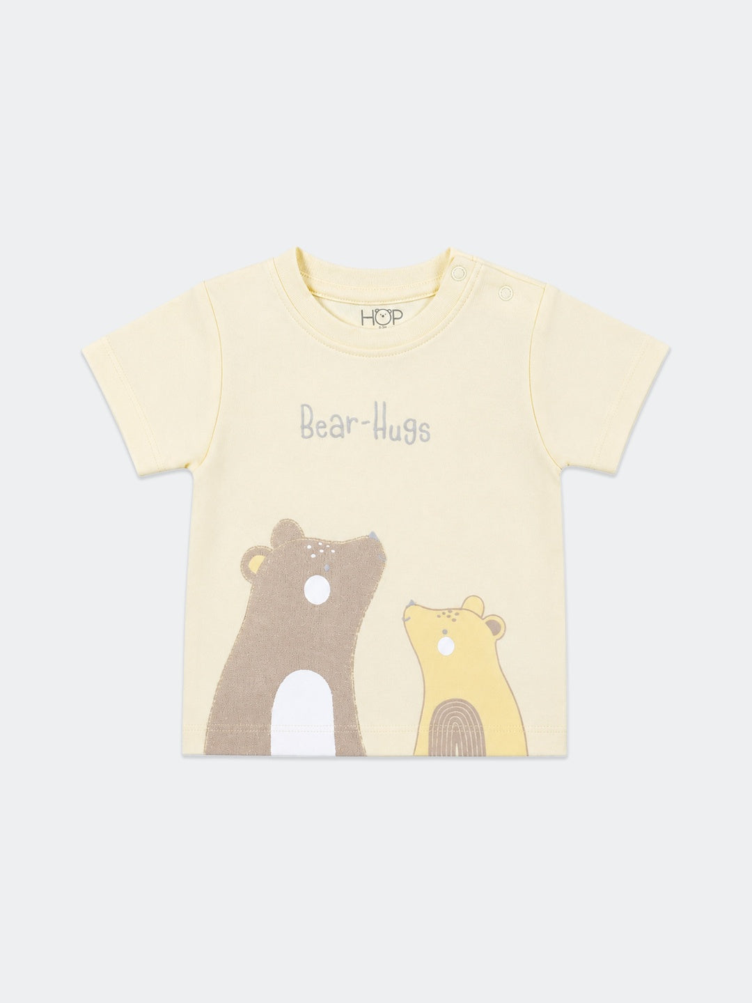 HOP Baby Boys Light Yellow Printed Cotton T-Shirt