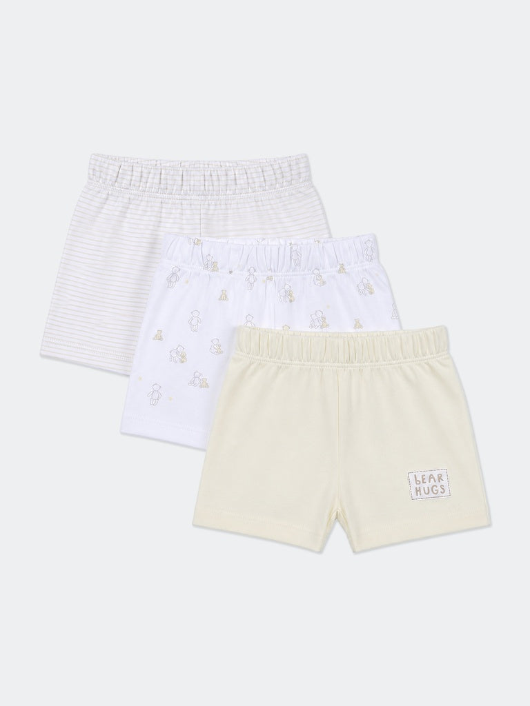 Hop Baby Boys Multicolour Printed Cotton Shorts - Pack Of 3