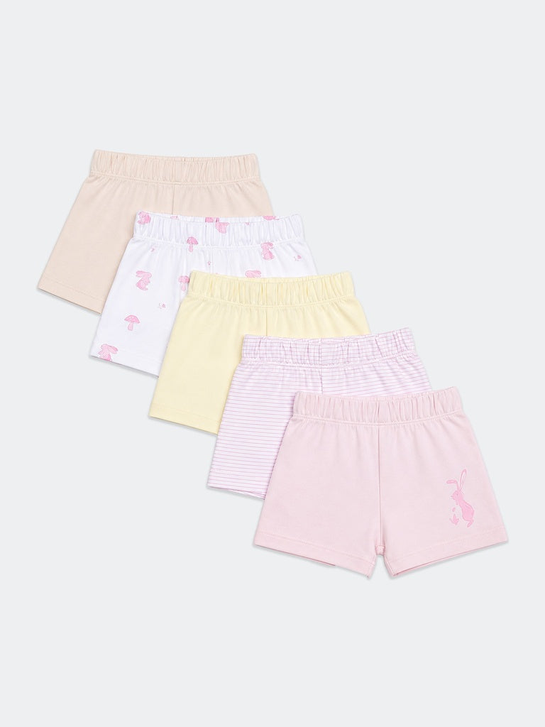 Hop Baby Girls Yellow Squirrel Printed Cotton Knit Regular Fit Shorts