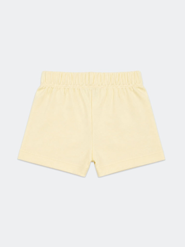 Hop Baby Girls Yellow Squirrel Printed Cotton Knit Regular Fit Shorts