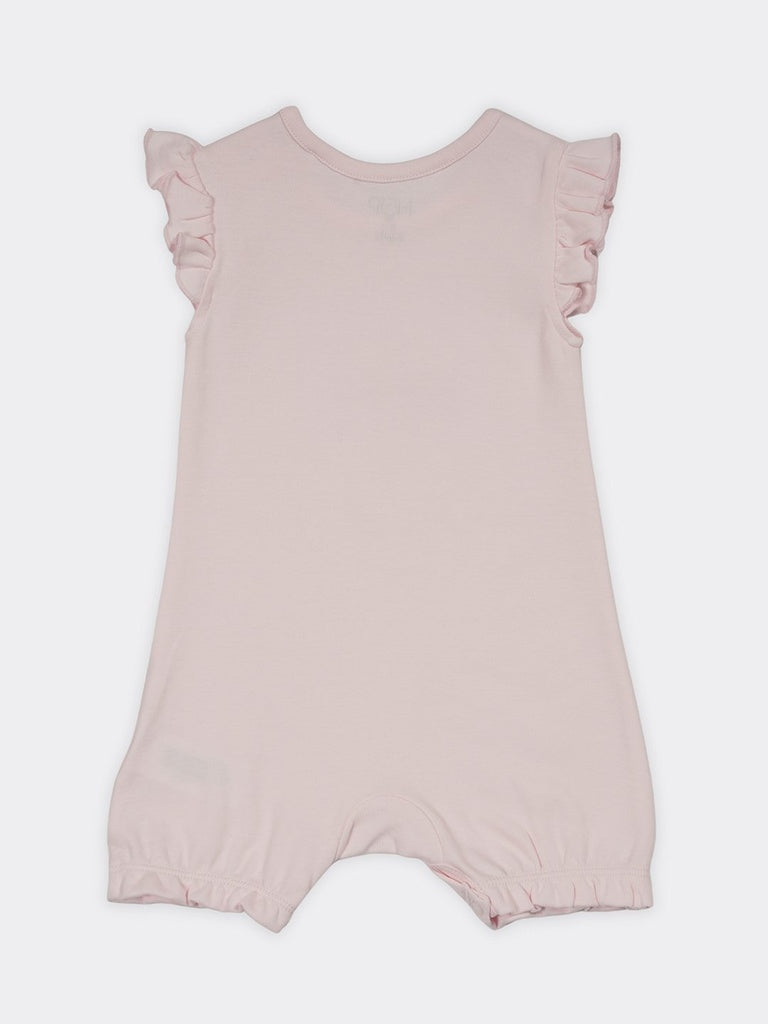 HOP Baby Girls Light Pink Duck Graphic Cotton Baby Romper