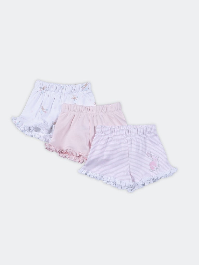 HOP Baby Girls Multi-Colored Rabbit Printed Cotton Shorts