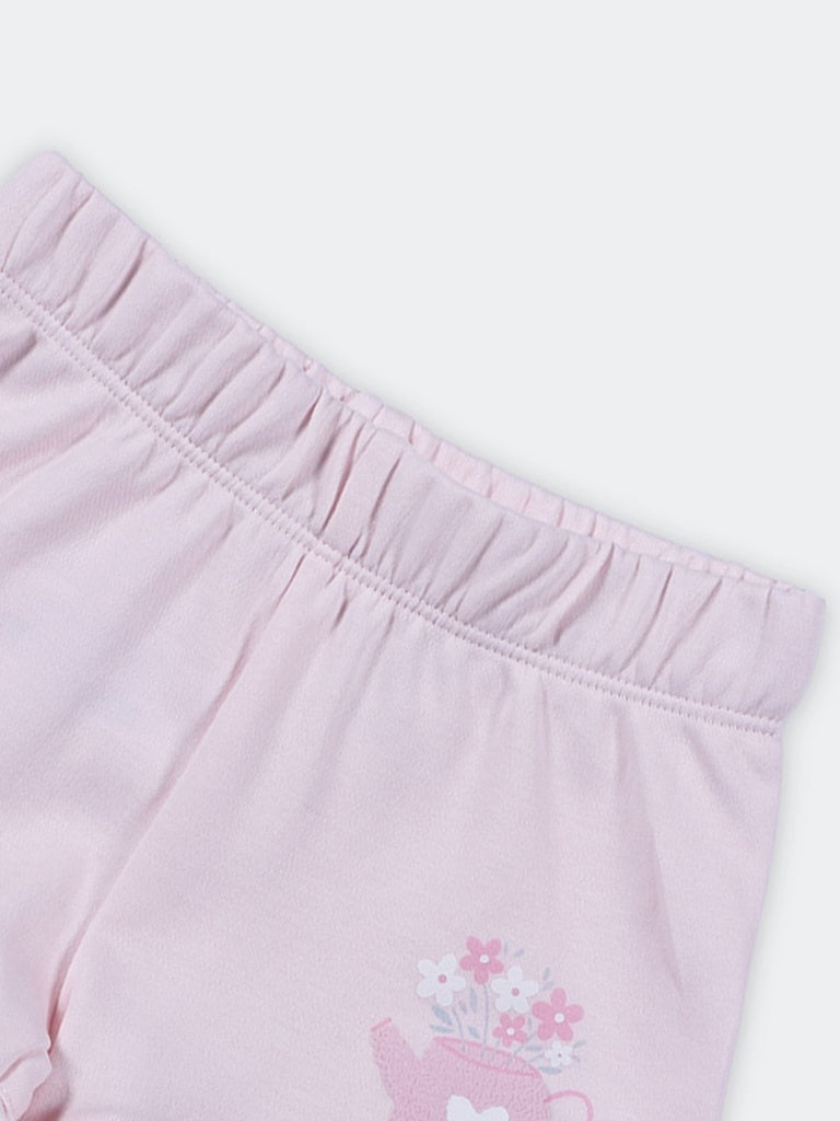 HOP Baby Girls Multi-Colored Rabbit Printed Cotton Shorts