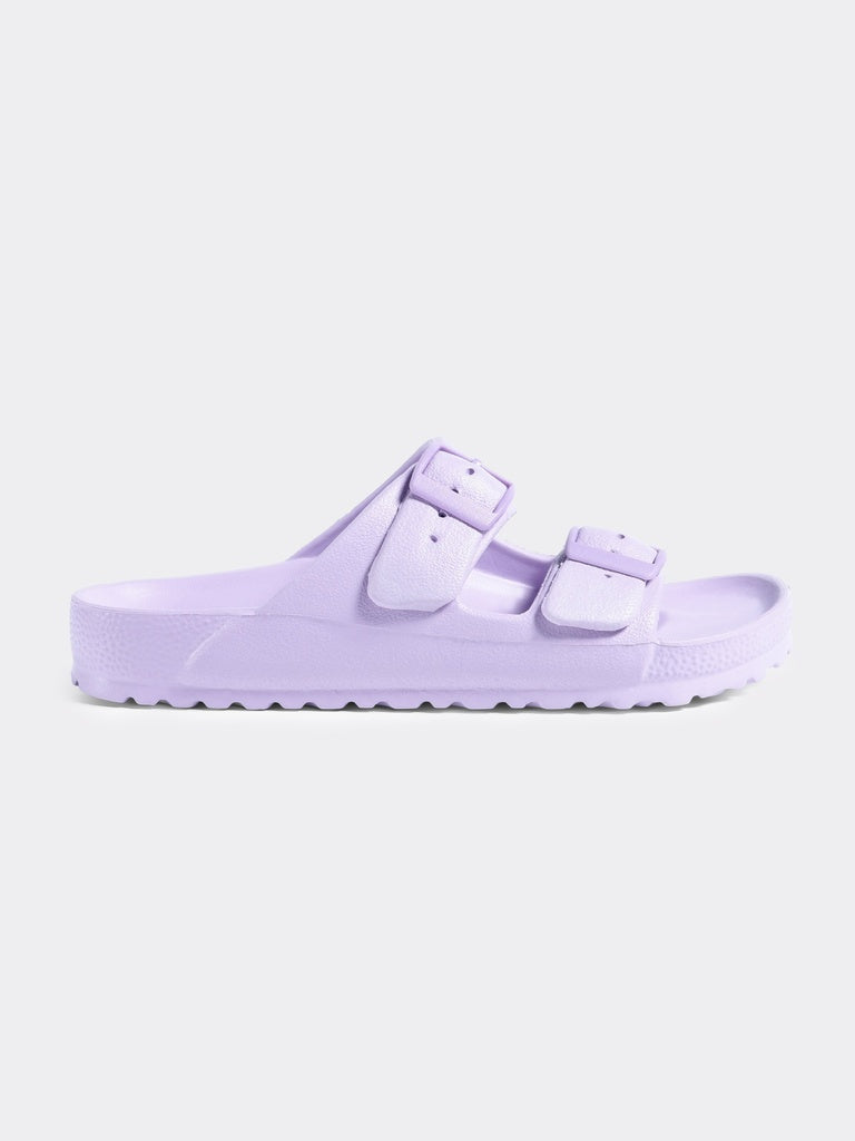 LUNA BLU Woman Lilac Double-Buckle Flat Slip-On Sandals