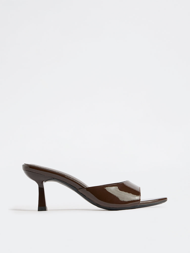 LUNA BLU Dark Brown Heel Mules