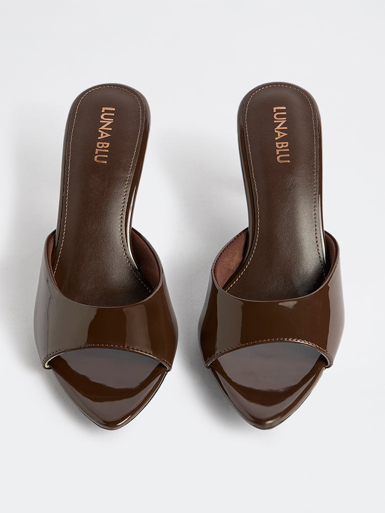 LUNA BLU Dark Brown Heel Mules