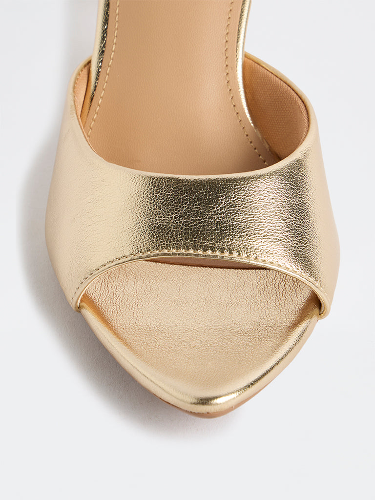 LUNA BLU Gold Heel Mules