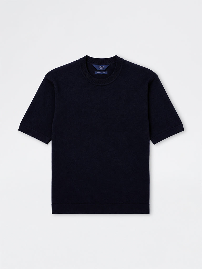 Ascot Navy Relaxed-Fit Cotton-Blend T-Shirt