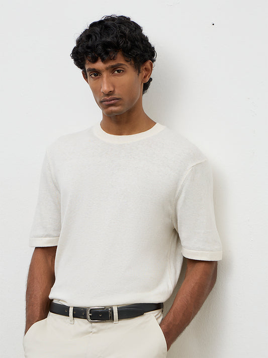 Ascot Off-White Relaxed-Fit Cotton-Blend T-Shirt